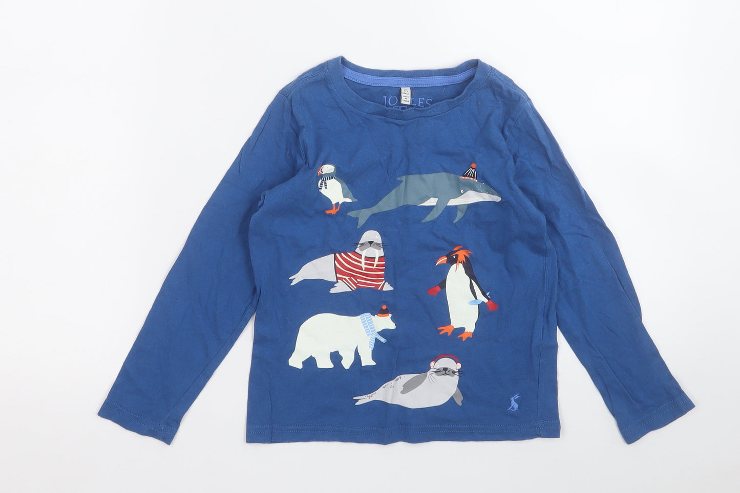 Joules Boys Blue  Cotton Pullover T-Shirt Size 4 Years Round Neck  - Ocean Animals