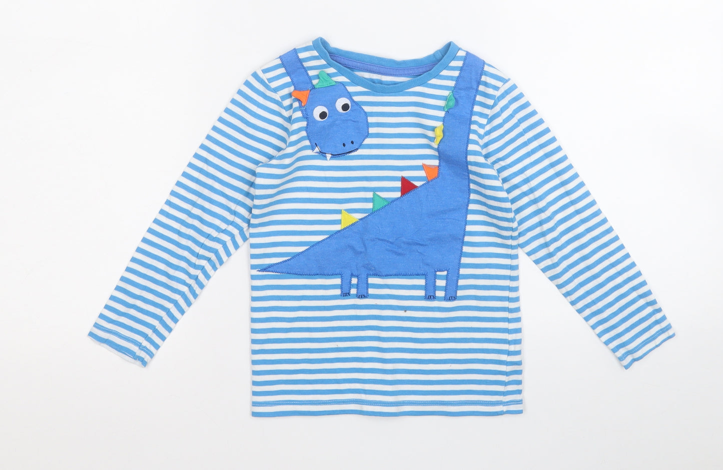 Dunnes Stores Boys Blue  Cotton Pullover T-Shirt Size 3-4 Years Round Neck  - Dinosaur