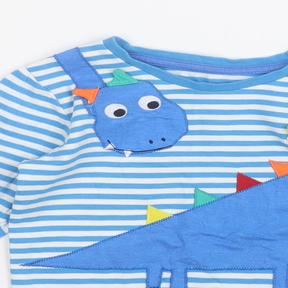 Dunnes Stores Boys Blue  Cotton Pullover T-Shirt Size 3-4 Years Round Neck  - Dinosaur