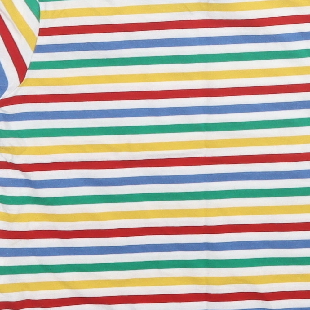 Preworn Girls Multicoloured Striped Cotton Pullover T-Shirt Size 3-4 Years Round Neck