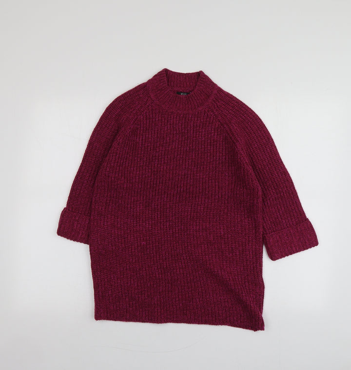 F&F Womens Purple High Neck  Acrylic Pullover Jumper Size 6