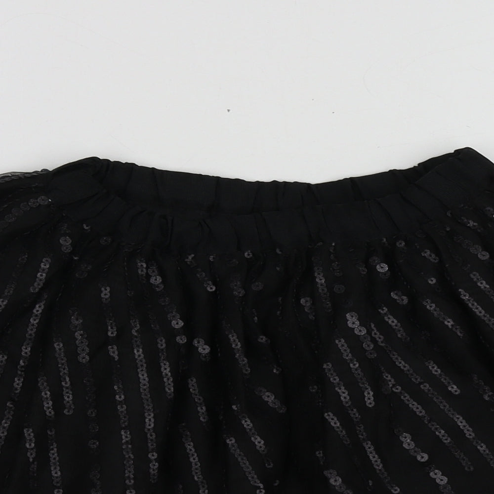 Dunnes Stores Girls Black  Polyester Mini Skirt Size 7 Years  Regular