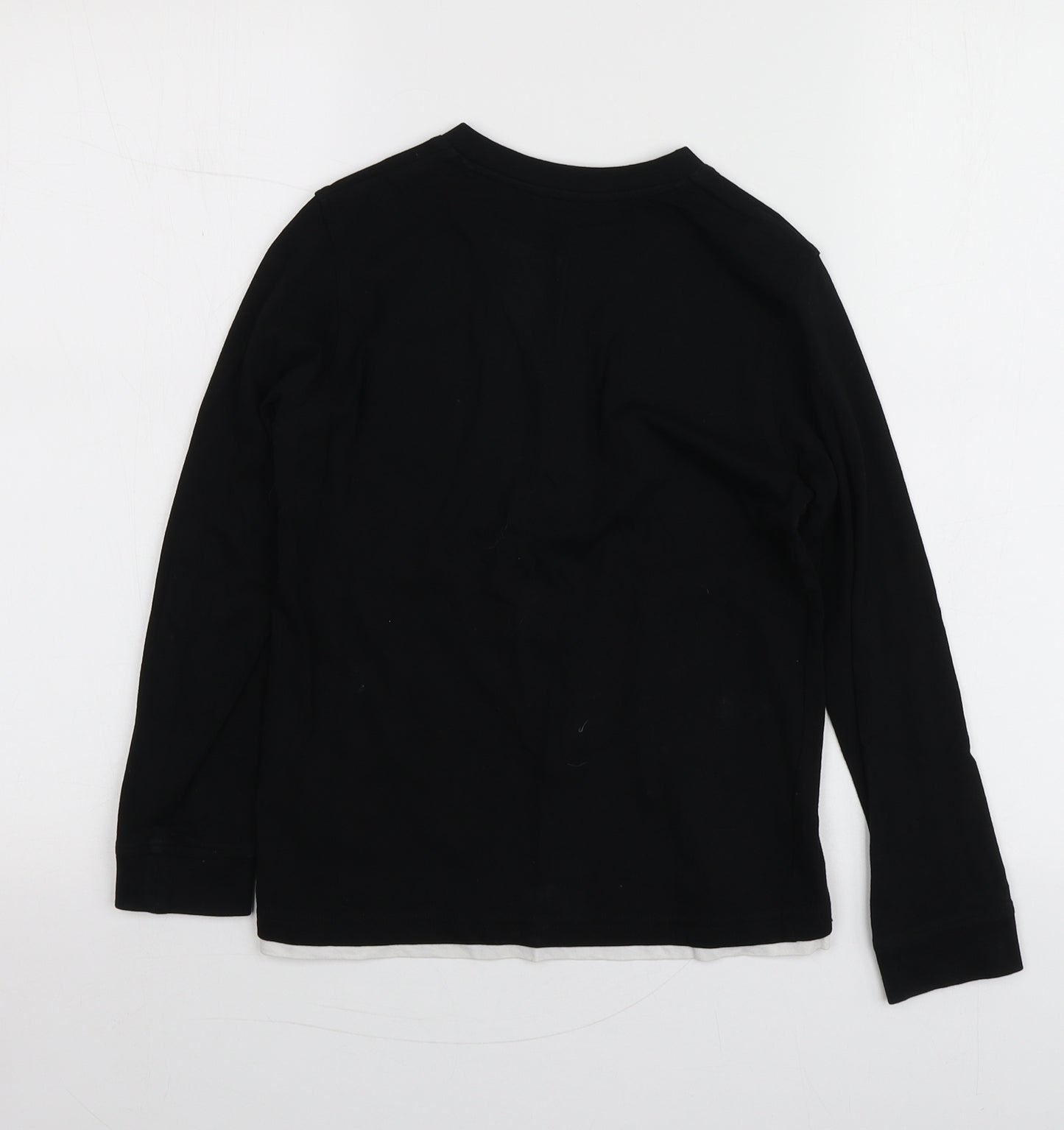 George Boys Black Geometric 100% Cotton Basic T-Shirt Size 7-8 Years Round Neck