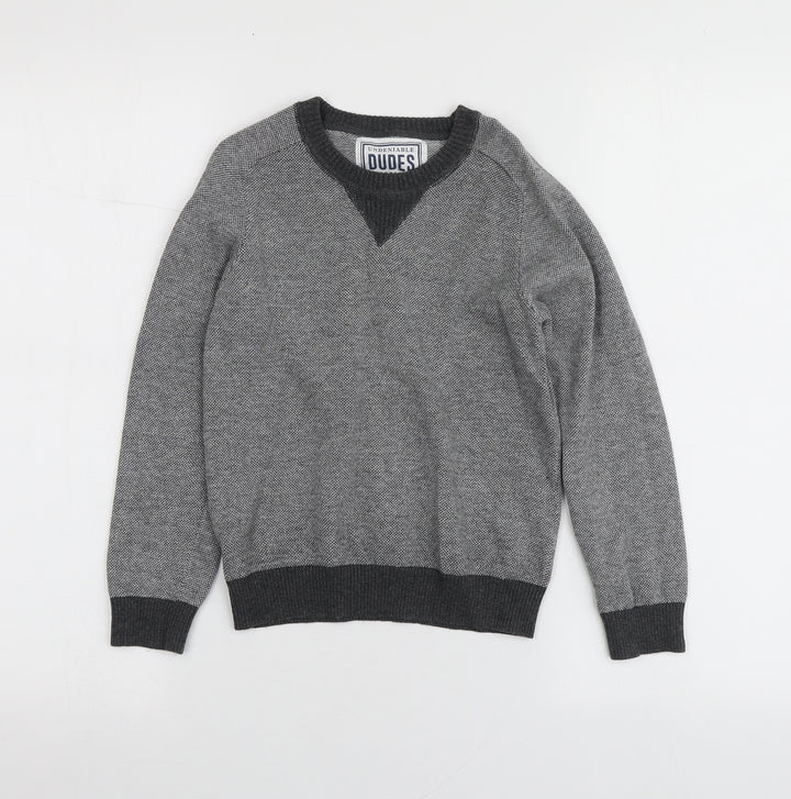 Undeniable Dudes Boys Grey Round Neck  100% Cotton Pullover Jumper Size 8 Years
