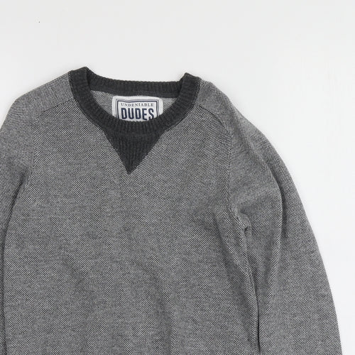 Undeniable Dudes Boys Grey Round Neck  100% Cotton Pullover Jumper Size 8 Years