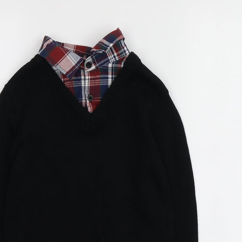 Urban Outfitters Boys Black Collared  100% Cotton Pullover Jumper Size 7-8 Years