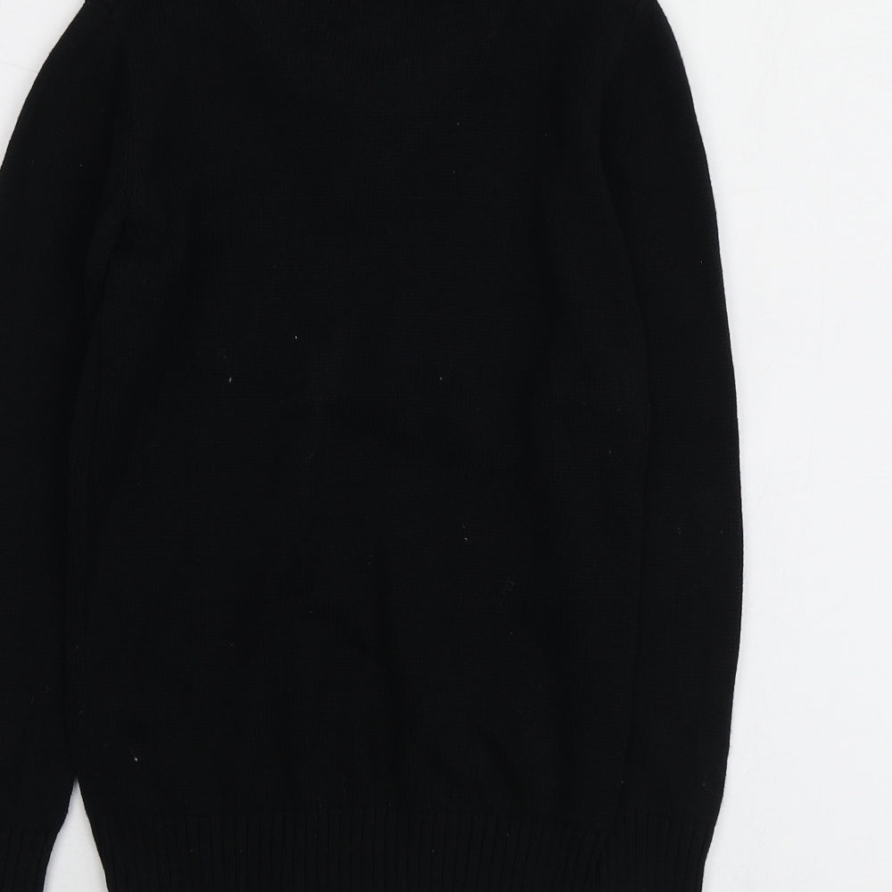 Urban Outfitters Boys Black Collared  100% Cotton Pullover Jumper Size 7-8 Years