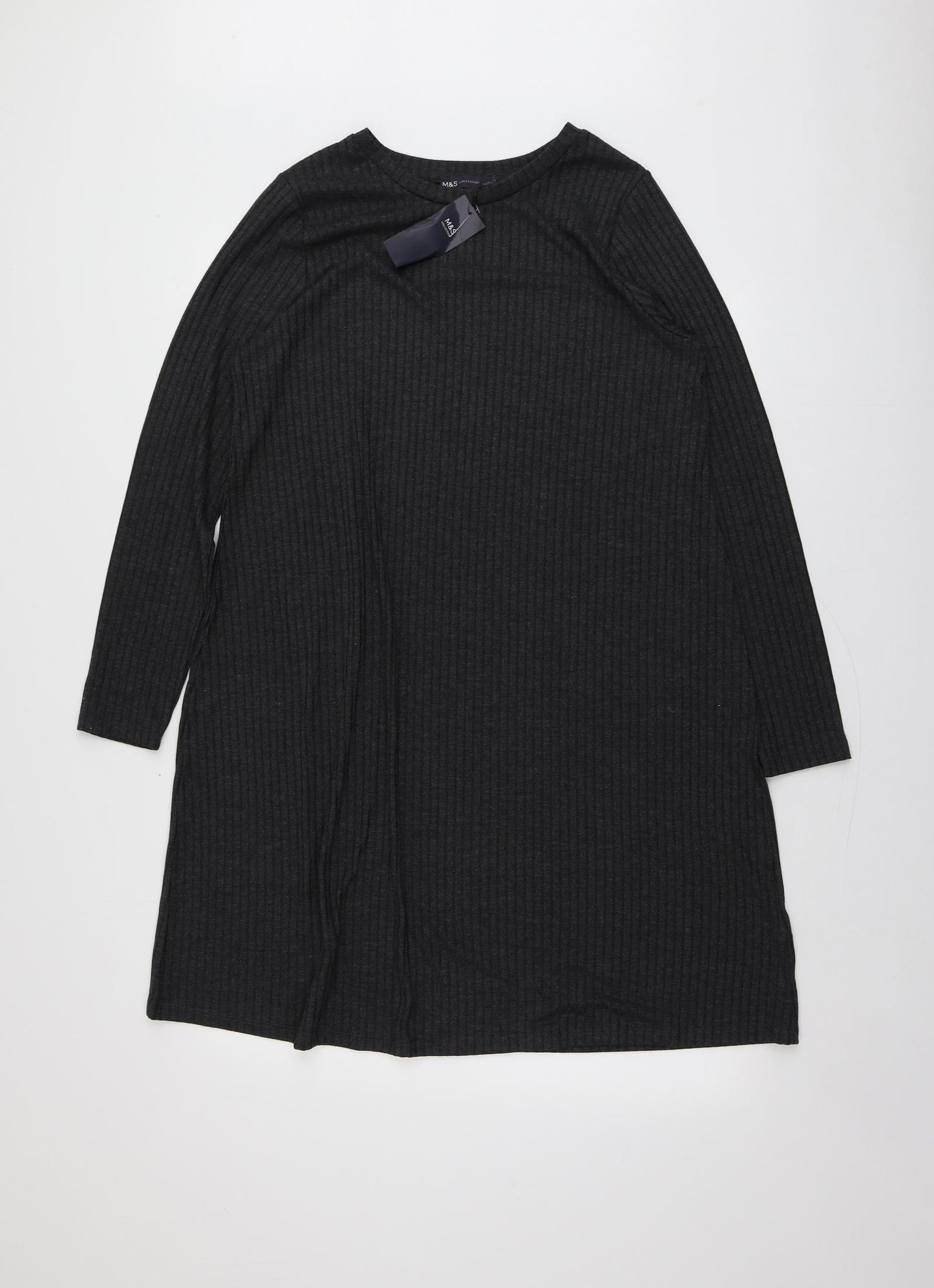 M&S  Womens Grey  Polyester Trapeze & Swing  Size 14  Round Neck