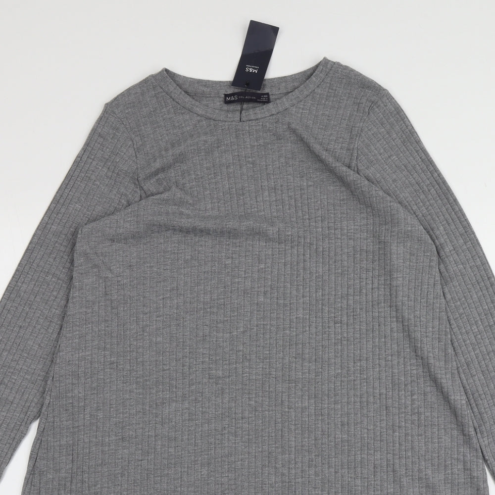 M&S Womens Grey  Polyester Trapeze & Swing  Size 14  Round Neck