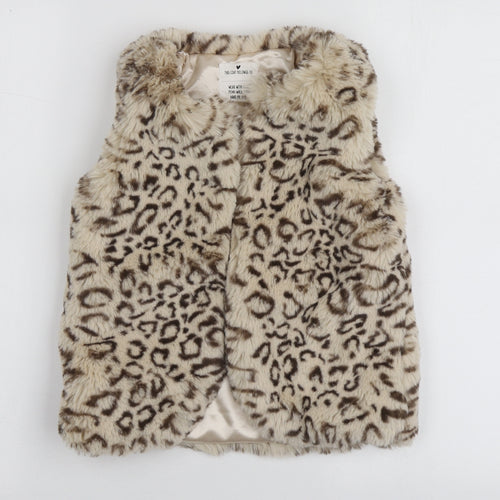 This Coat Belongs To Girls Beige Animal Print  Gilet Jacket Size 5-6 Years