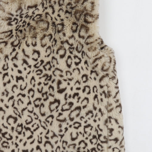 This Coat Belongs To Girls Beige Animal Print  Gilet Jacket Size 5-6 Years
