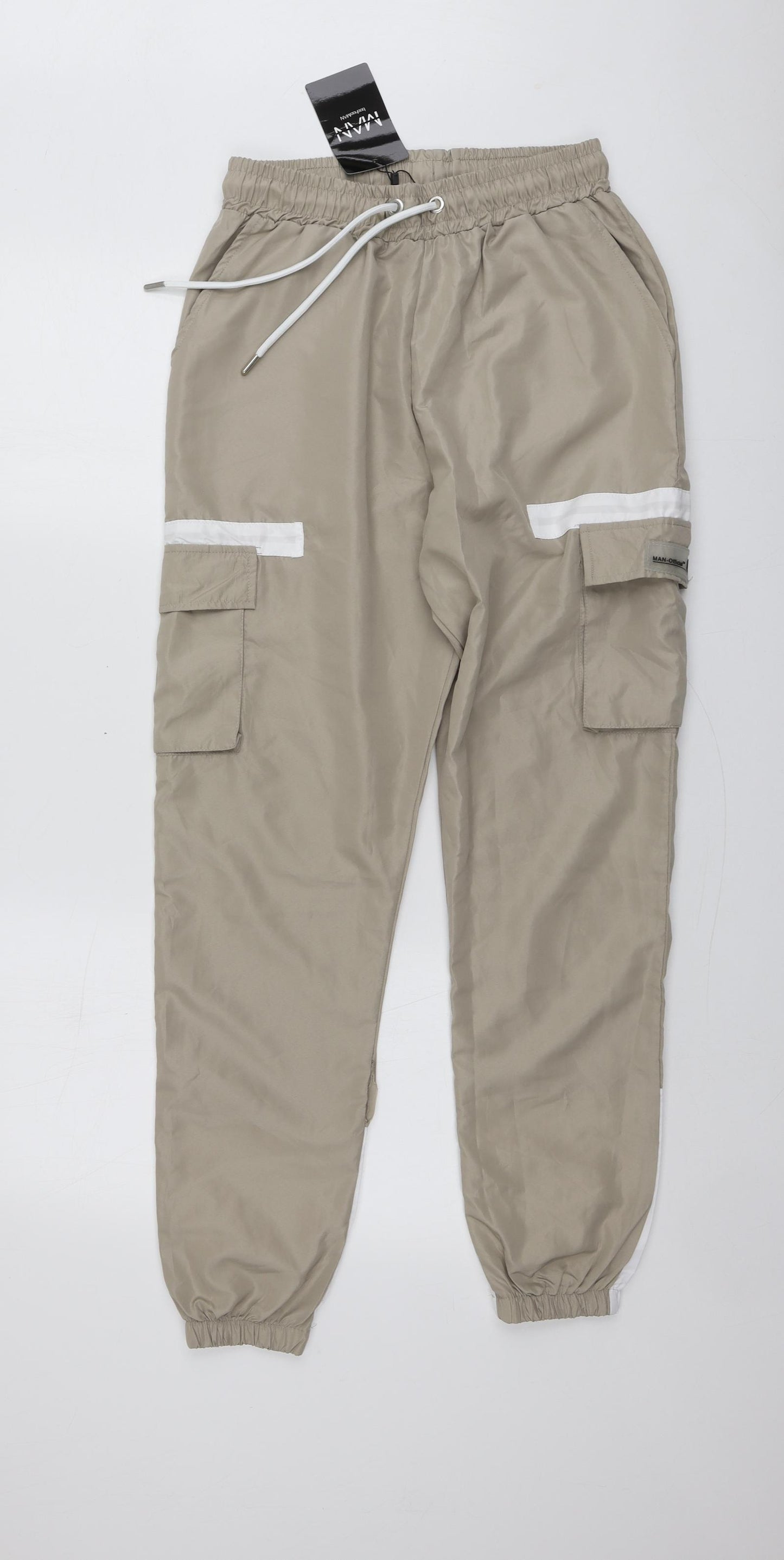 Boohoo Mens Beige  Polyester Jogger Trousers Size S L29 in Regular