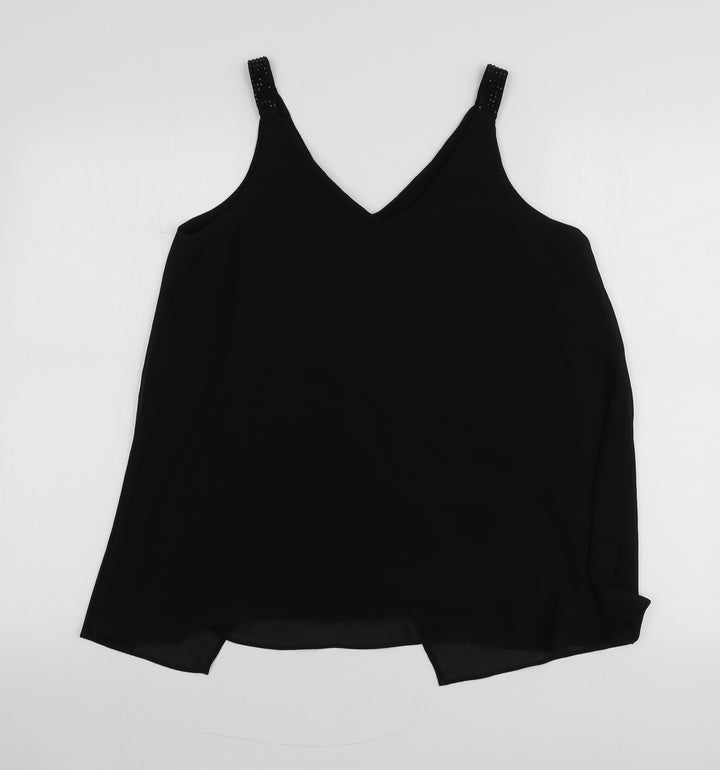 NEXT Womens Black  Polyester Basic Polo Size 10 Collared