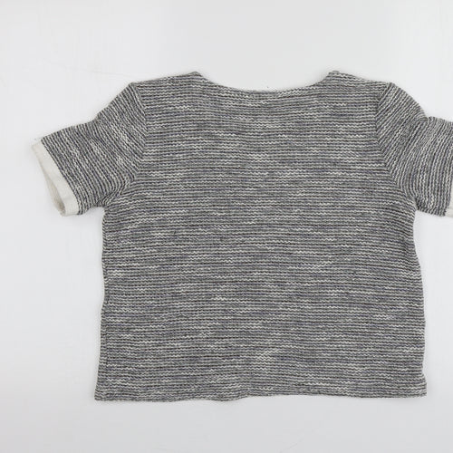 Zara Womens Grey  Cotton Basic T-Shirt Size M Round Neck