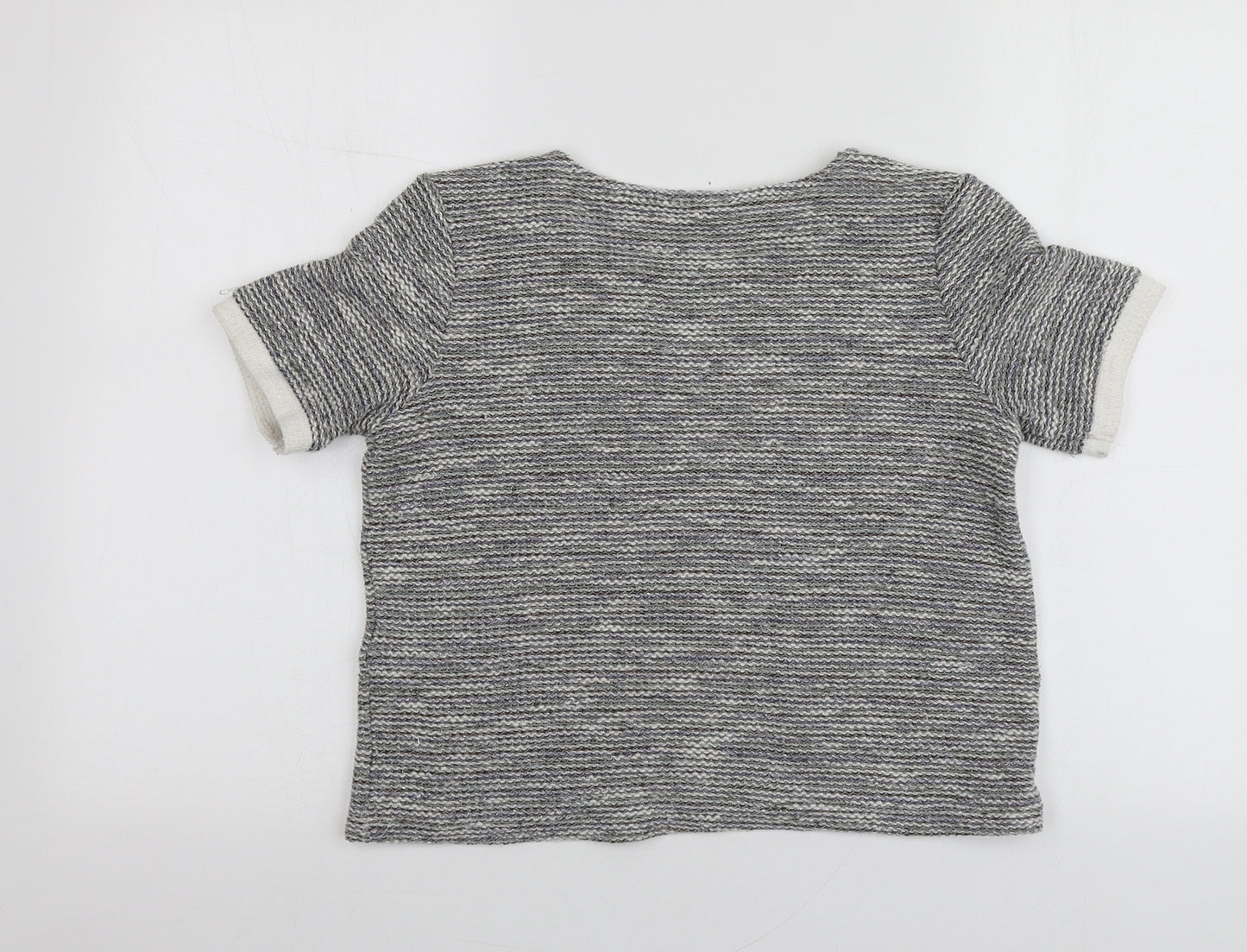 Zara Womens Grey  Cotton Basic T-Shirt Size M Round Neck