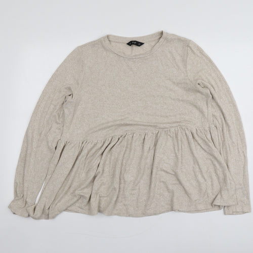 F&F Womens Beige Round Neck  Viscose Pullover Jumper Size 14