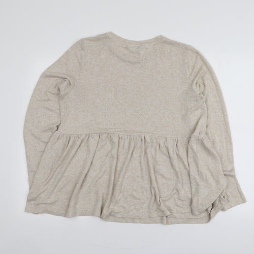 F&F Womens Beige Round Neck  Viscose Pullover Jumper Size 14