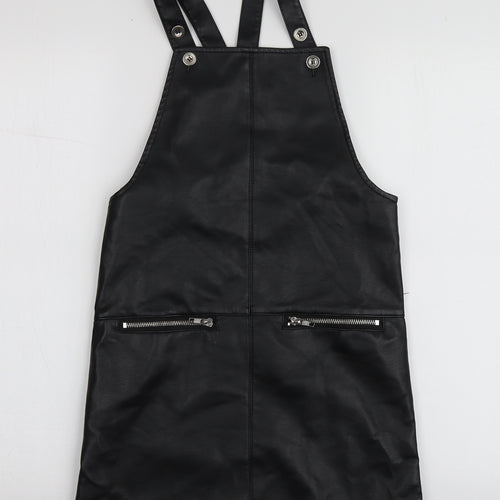 Pepeco Girls Black  Polyester Pinafore/Dungaree Dress  Size 9-10 Years  Square Neck