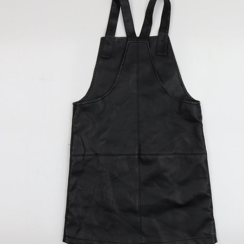 Pepeco Girls Black  Polyester Pinafore/Dungaree Dress  Size 9-10 Years  Square Neck