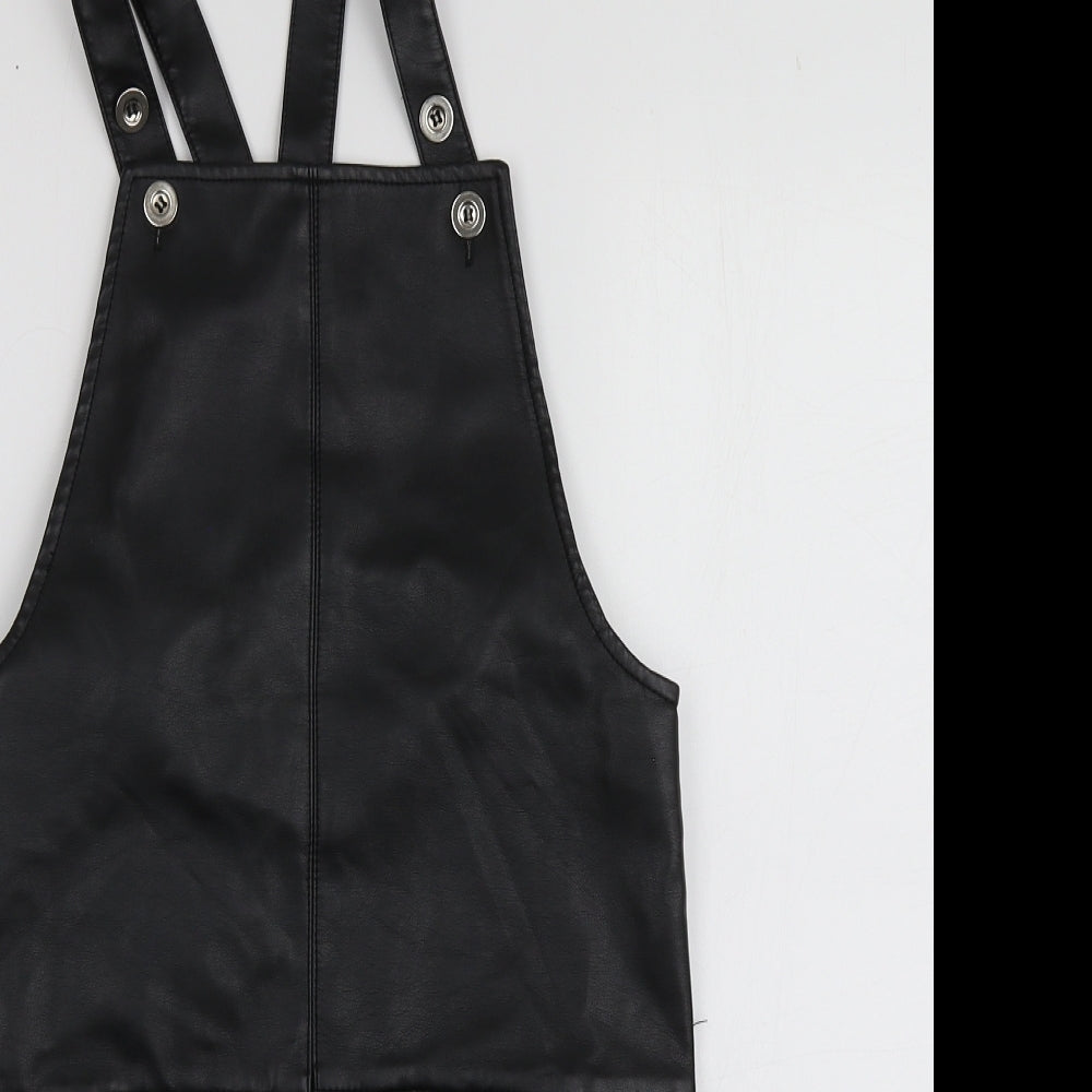 Pepeco Girls Black  Polyester Pinafore/Dungaree Dress  Size 9-10 Years  Square Neck