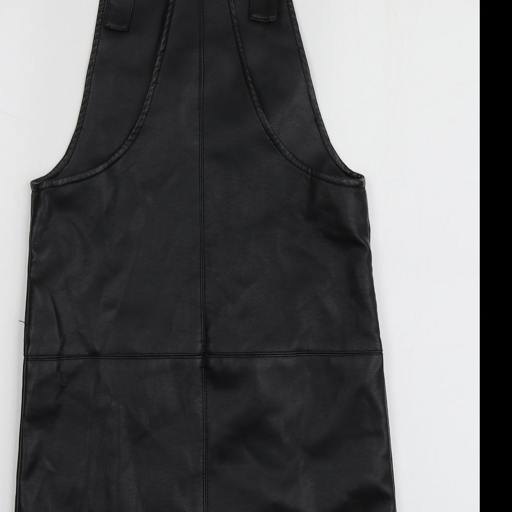 Pepeco Girls Black  Polyester Pinafore/Dungaree Dress  Size 9-10 Years  Square Neck