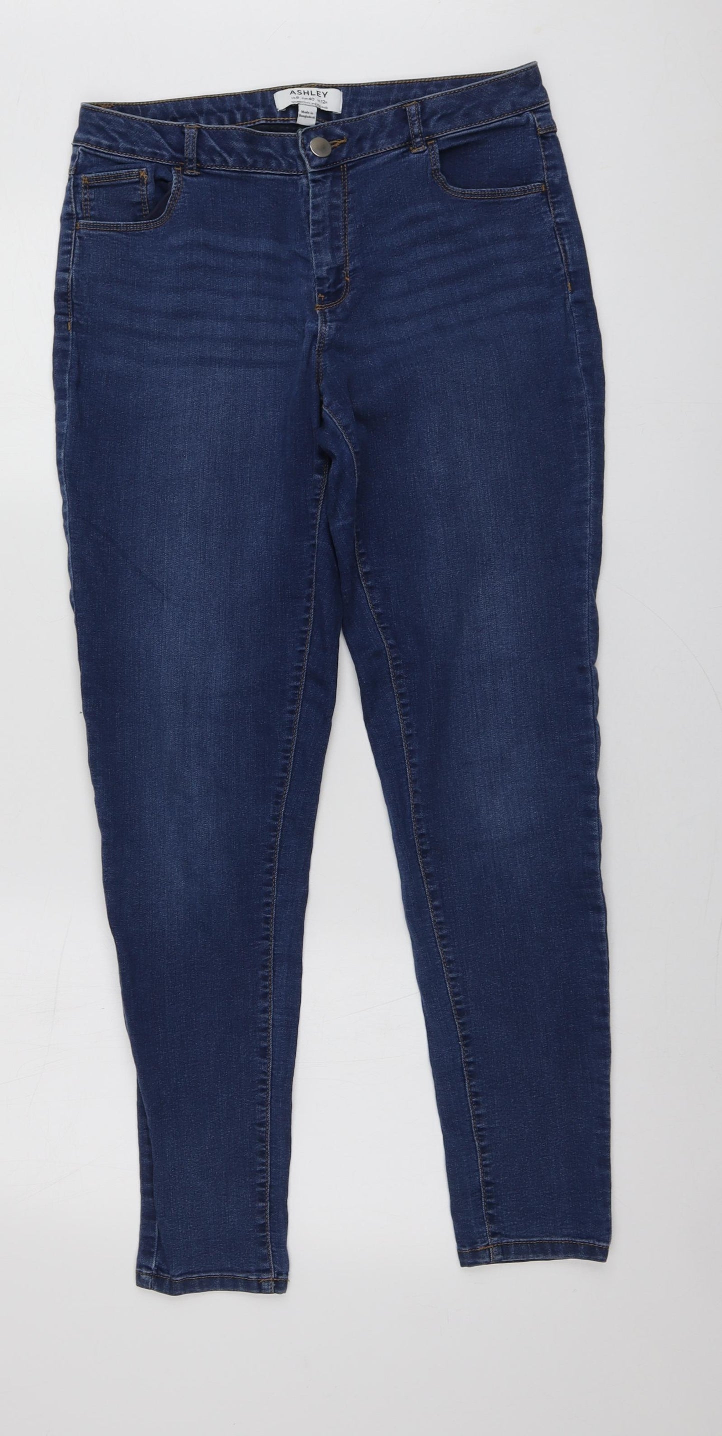 Dorothy Perkins Womens Blue  Cotton Skinny Jeans Size 12 L30 in Regular