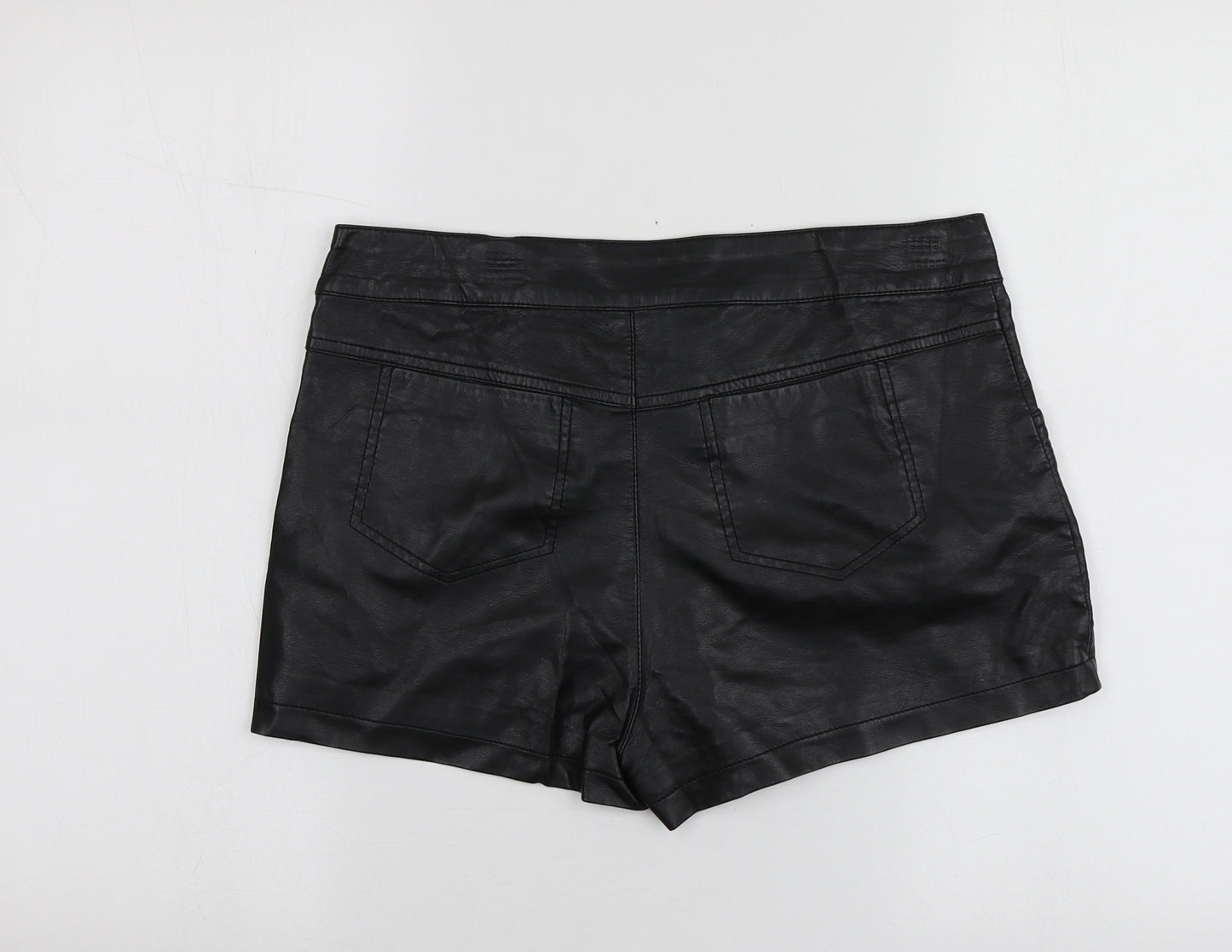 Topshop Womens Black  100% Polyester Cut-Off Shorts Size 12  Regular