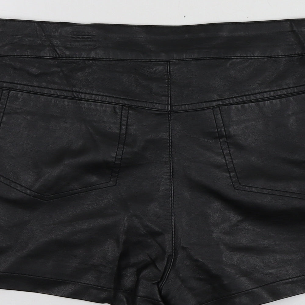 Topshop Womens Black  100% Polyester Cut-Off Shorts Size 12  Regular