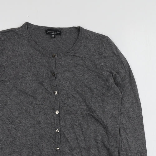 F&F Womens Grey Round Neck  Viscose Cardigan Jumper Size 10