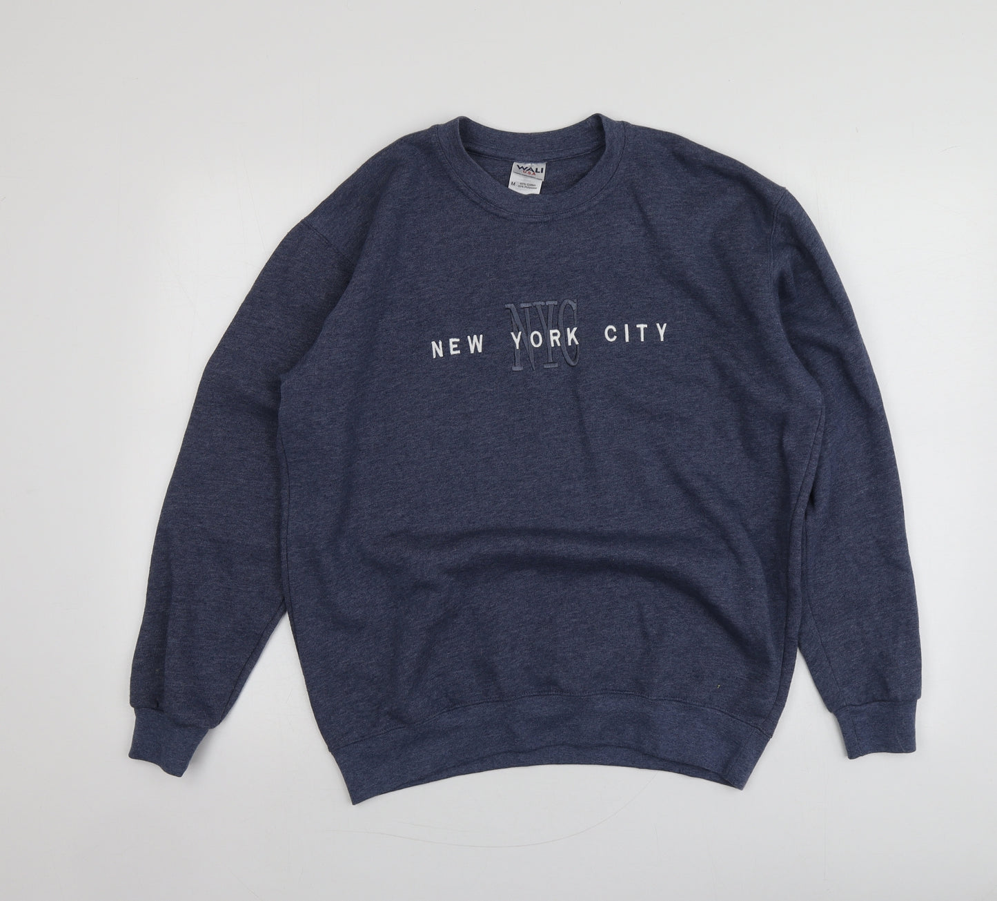 Wali Mens Blue Geometric Cotton Pullover Hoodie Size M