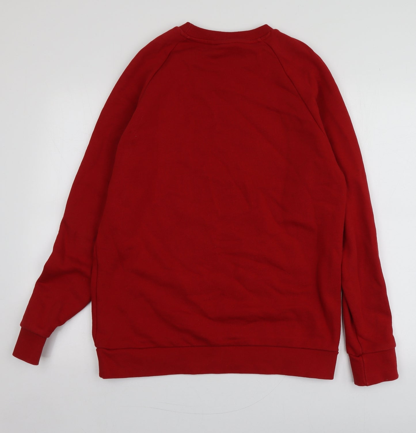 adidas Mens Red Geometric Cotton Pullover Hoodie Size M