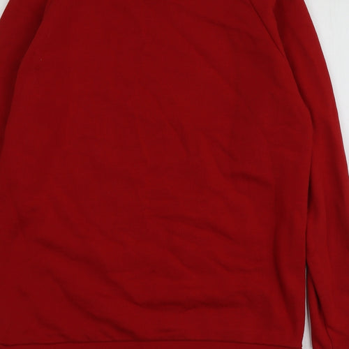adidas Mens Red Geometric Cotton Pullover Hoodie Size M
