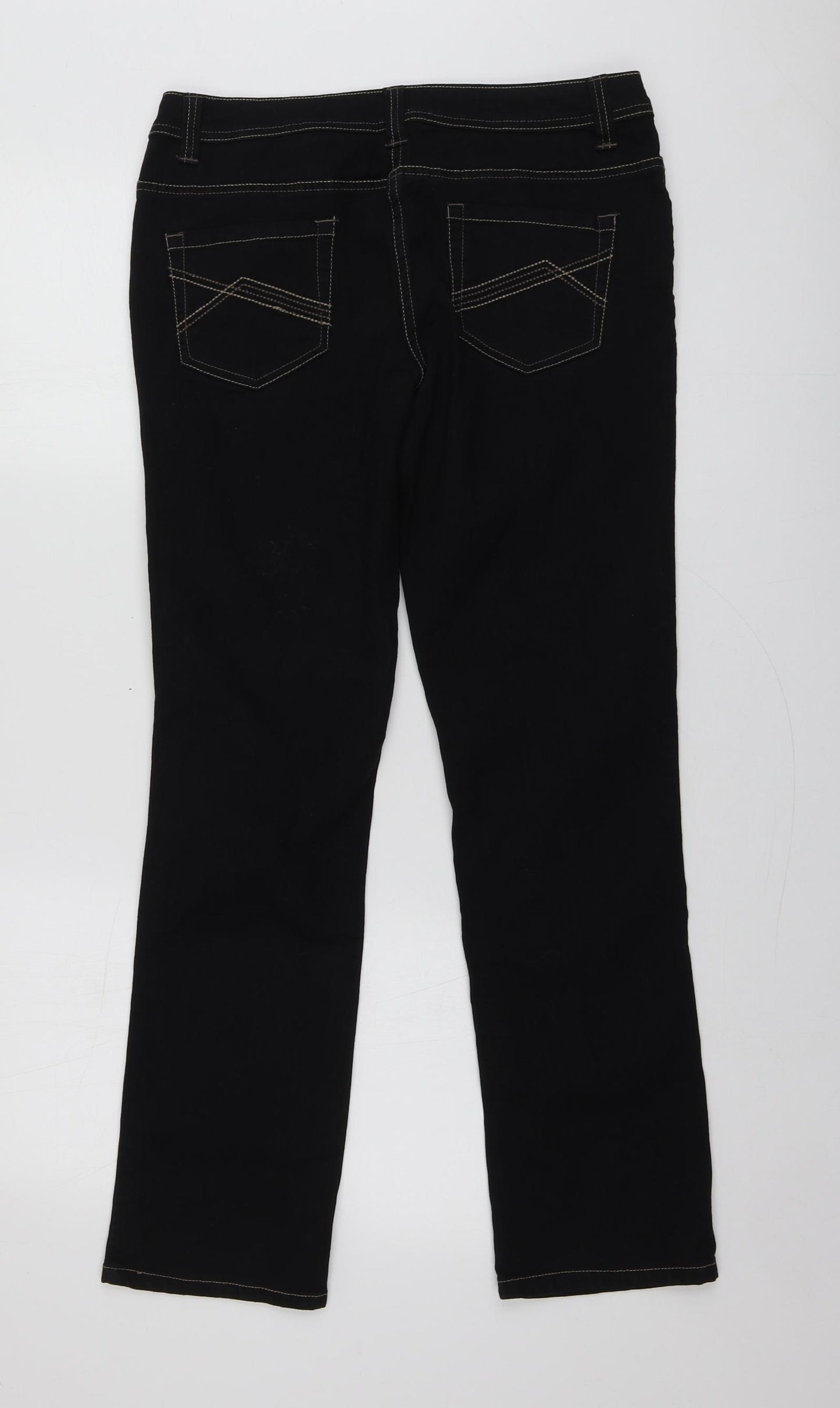 F& Womens Black  Cotton Straight Jeans Size 14 L29 in Regular