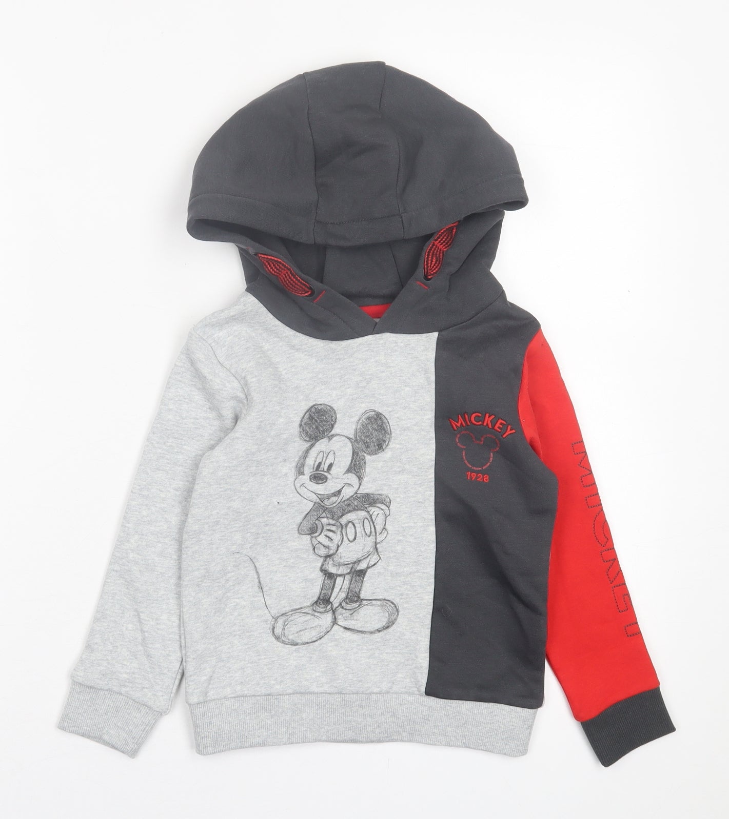 Marks and Spencer Boys Grey  Cotton Pullover Hoodie Size 3-4 Years  Pullover - Mickey Mouse