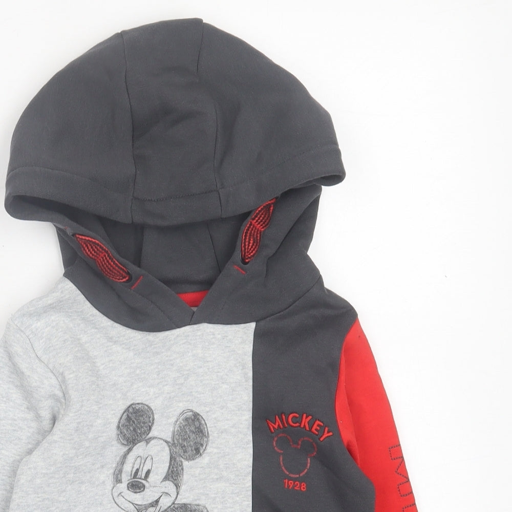 Marks and Spencer Boys Grey  Cotton Pullover Hoodie Size 3-4 Years  Pullover - Mickey Mouse