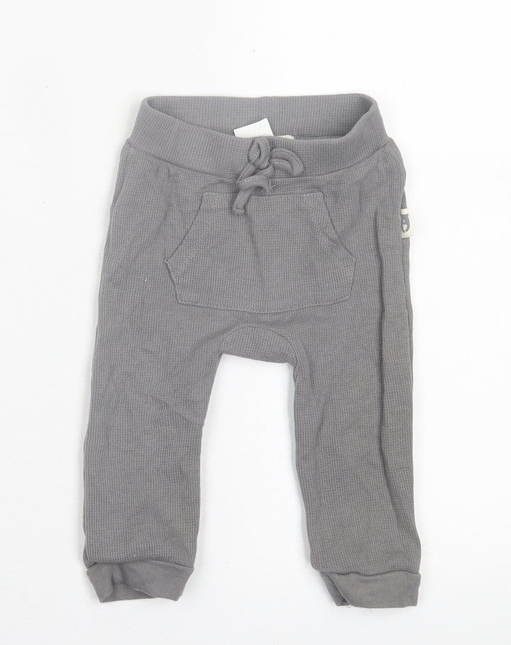 Rabbit & Bear Boys Grey Cotton Jogger Trousers Size 6-9 Months Pullover
