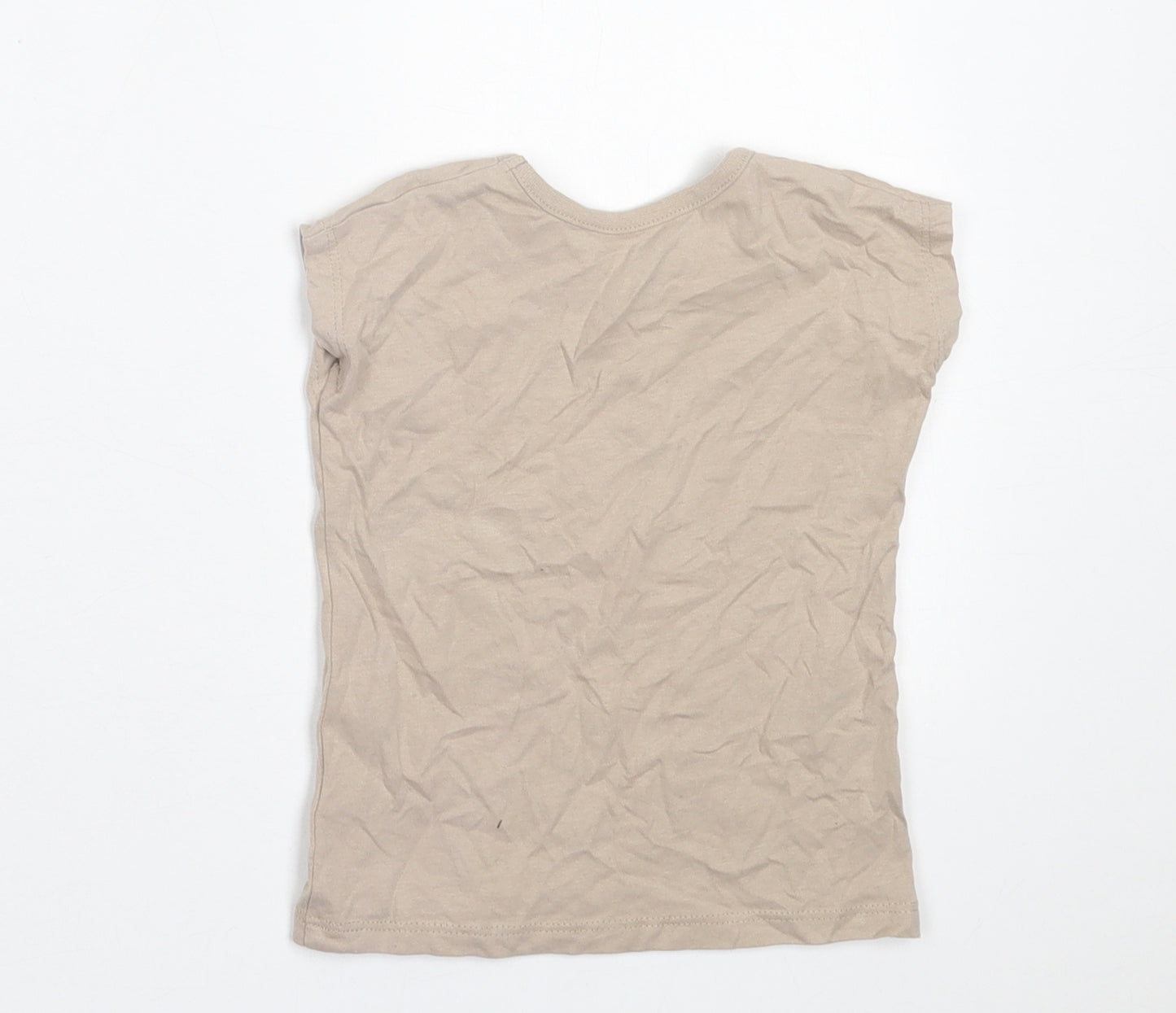 George Boys Beige  Cotton Basic T-Shirt Size 9-12 Months Crew Neck Pullover