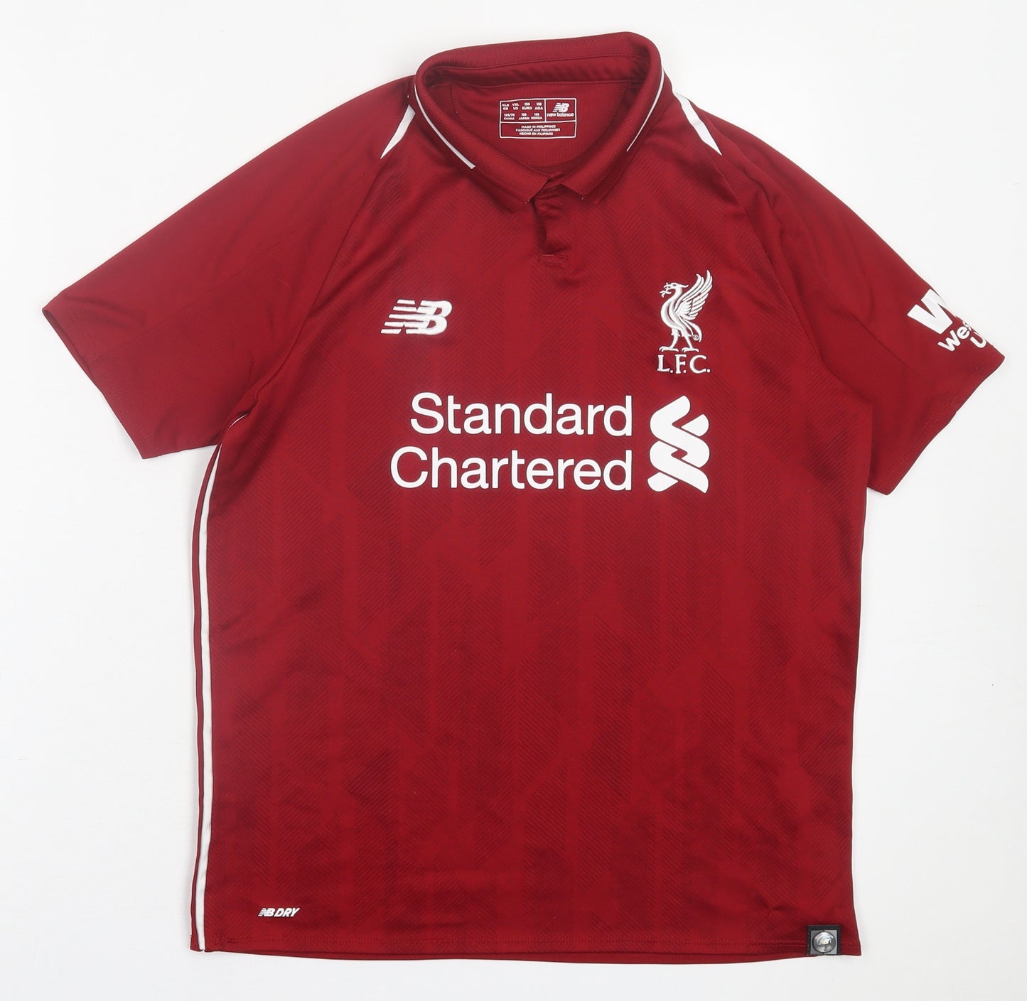New Balance Boys Red  Polyester Basic Polo Size 13 Years Collared Button - Liverpool FC