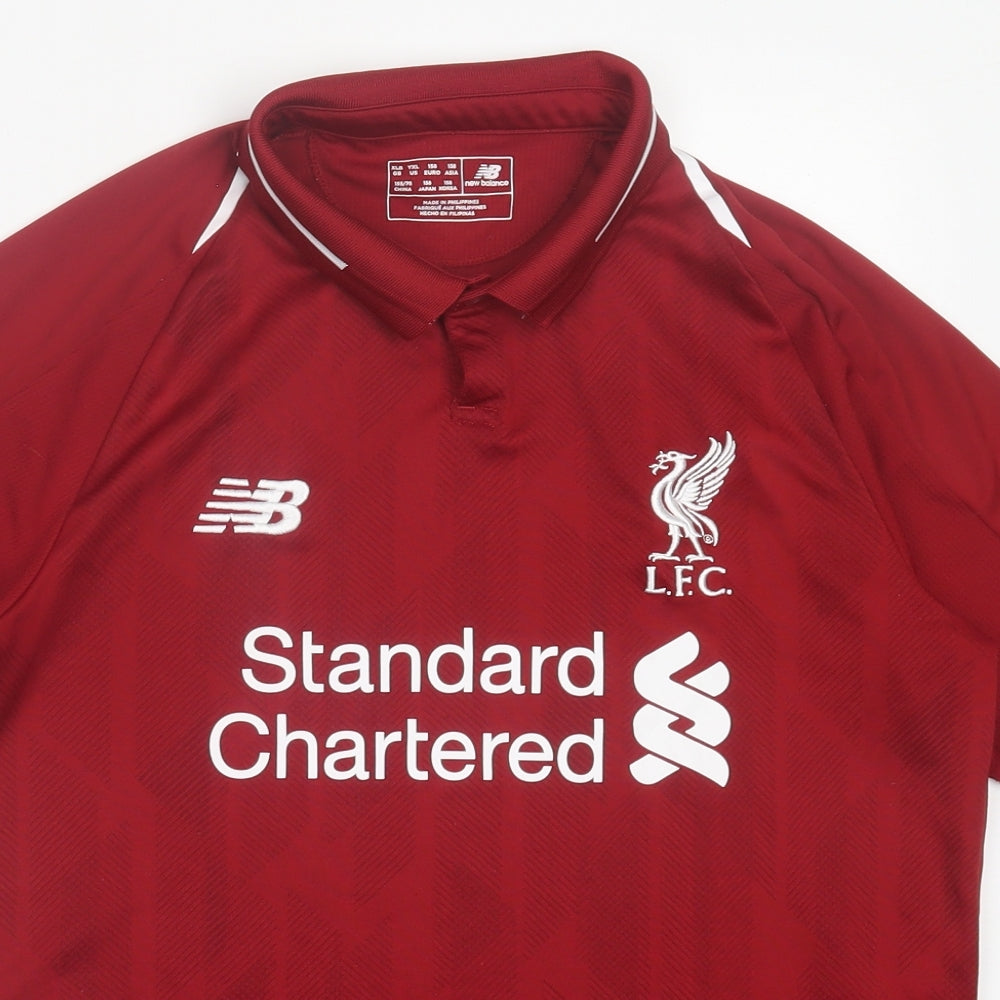 New Balance Boys Red  Polyester Basic Polo Size 13 Years Collared Button - Liverpool FC