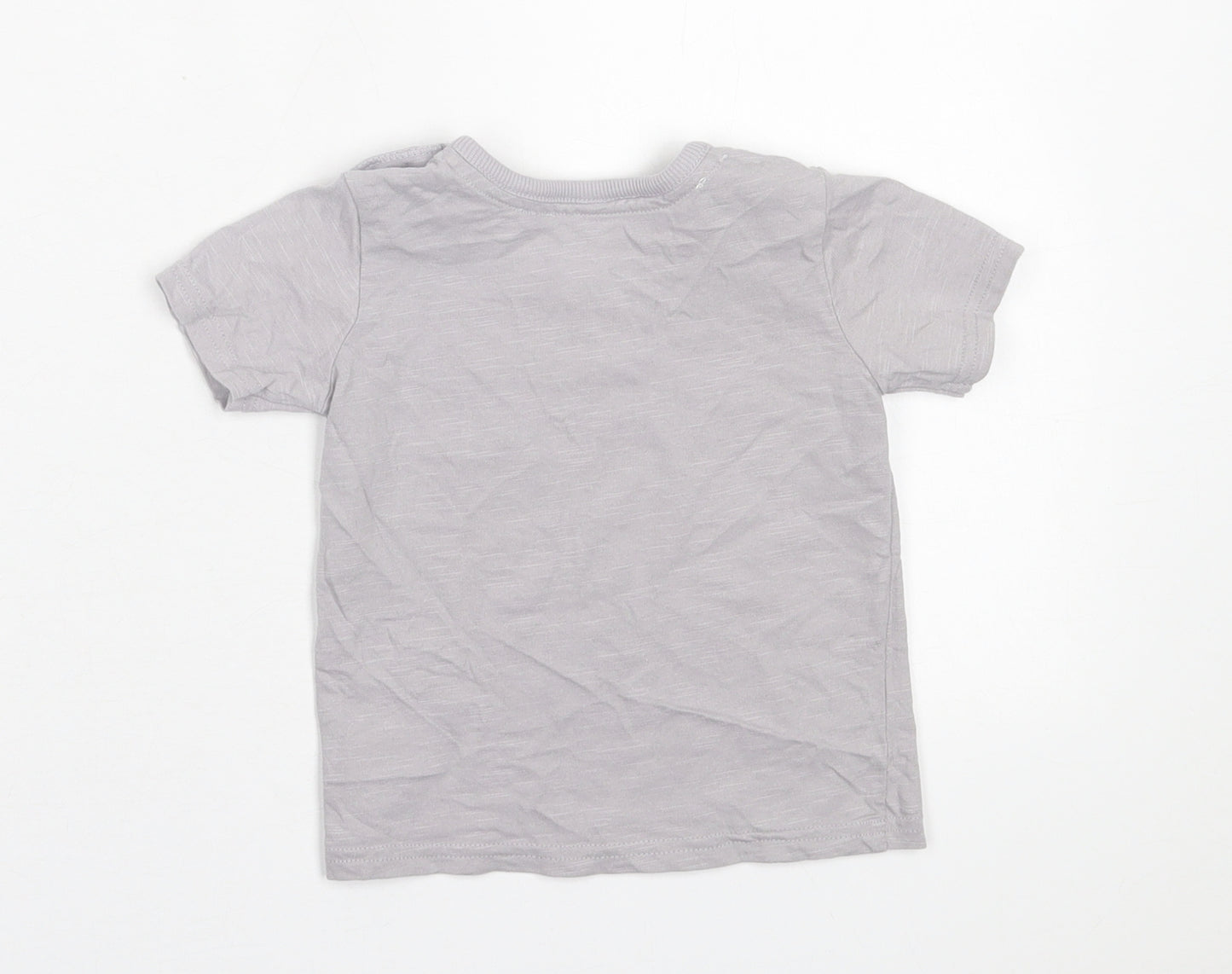 George Boys Grey  Cotton Basic T-Shirt Size 6-9 Months Crew Neck Button