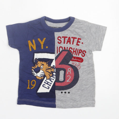 NEXT Boys Grey  Polyester Basic T-Shirt Size 3-6 Months Crew Neck Pullover