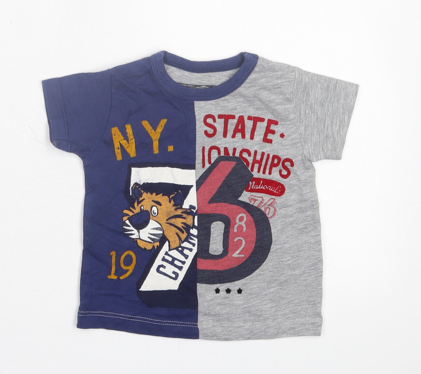 NEXT Boys Grey  Polyester Basic T-Shirt Size 3-6 Months Crew Neck Pullover