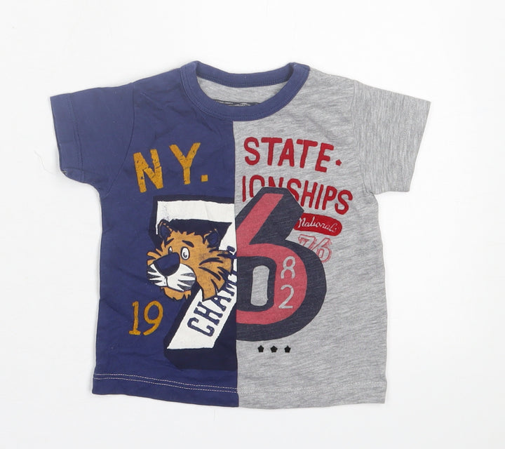 NEXT Boys Grey  Polyester Basic T-Shirt Size 3-6 Months Crew Neck Pullover
