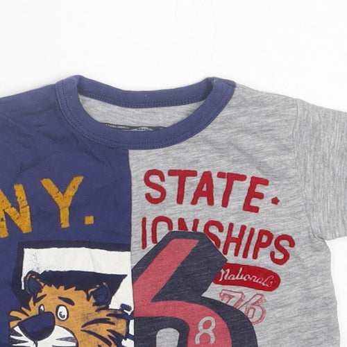 NEXT Boys Grey  Polyester Basic T-Shirt Size 3-6 Months Crew Neck Pullover