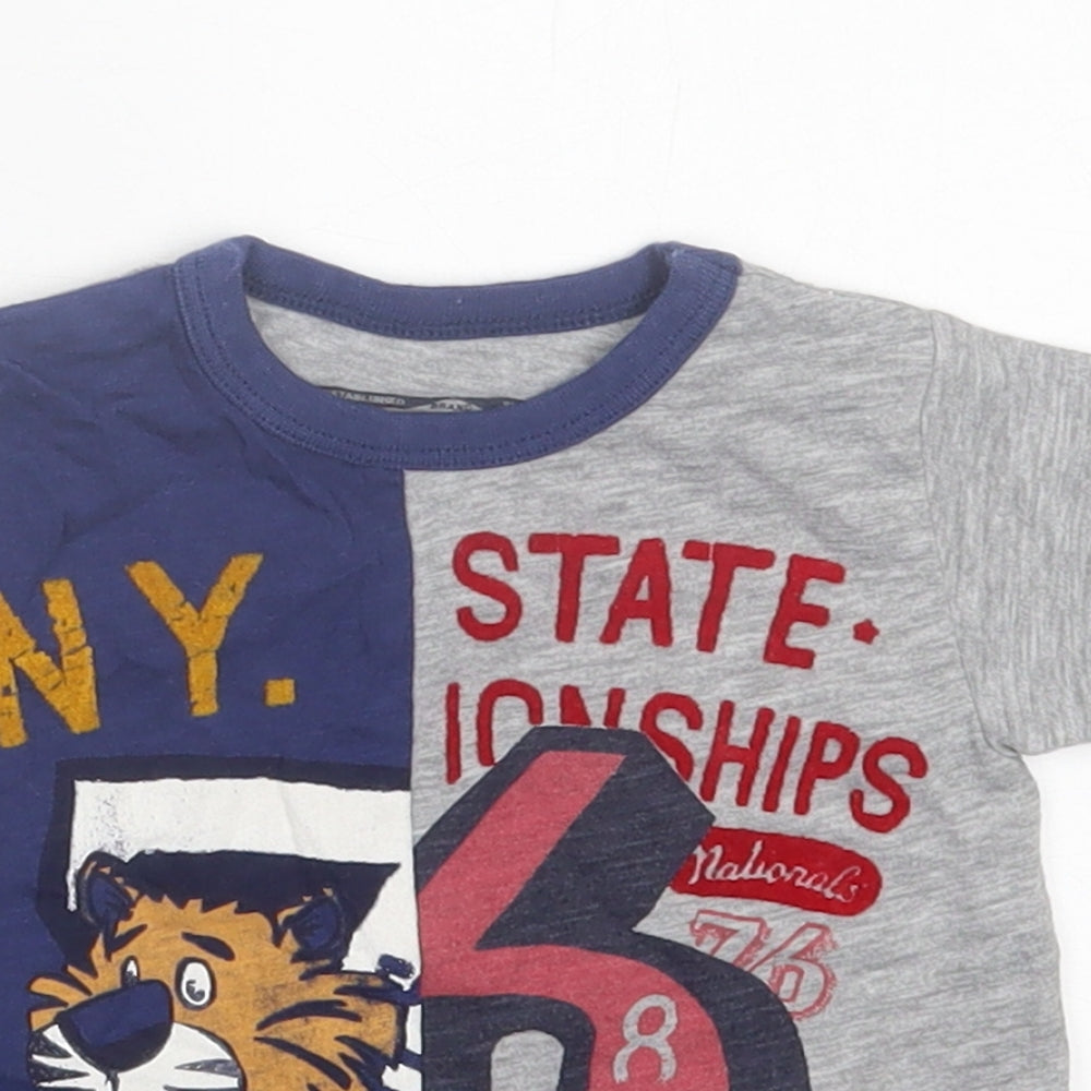 NEXT Boys Grey  Polyester Basic T-Shirt Size 3-6 Months Crew Neck Pullover