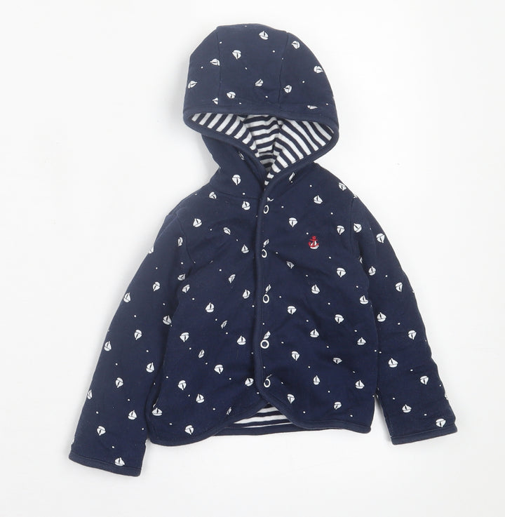 F&F Boys Blue Geometric  Jacket  Size 9-12 Months   Button