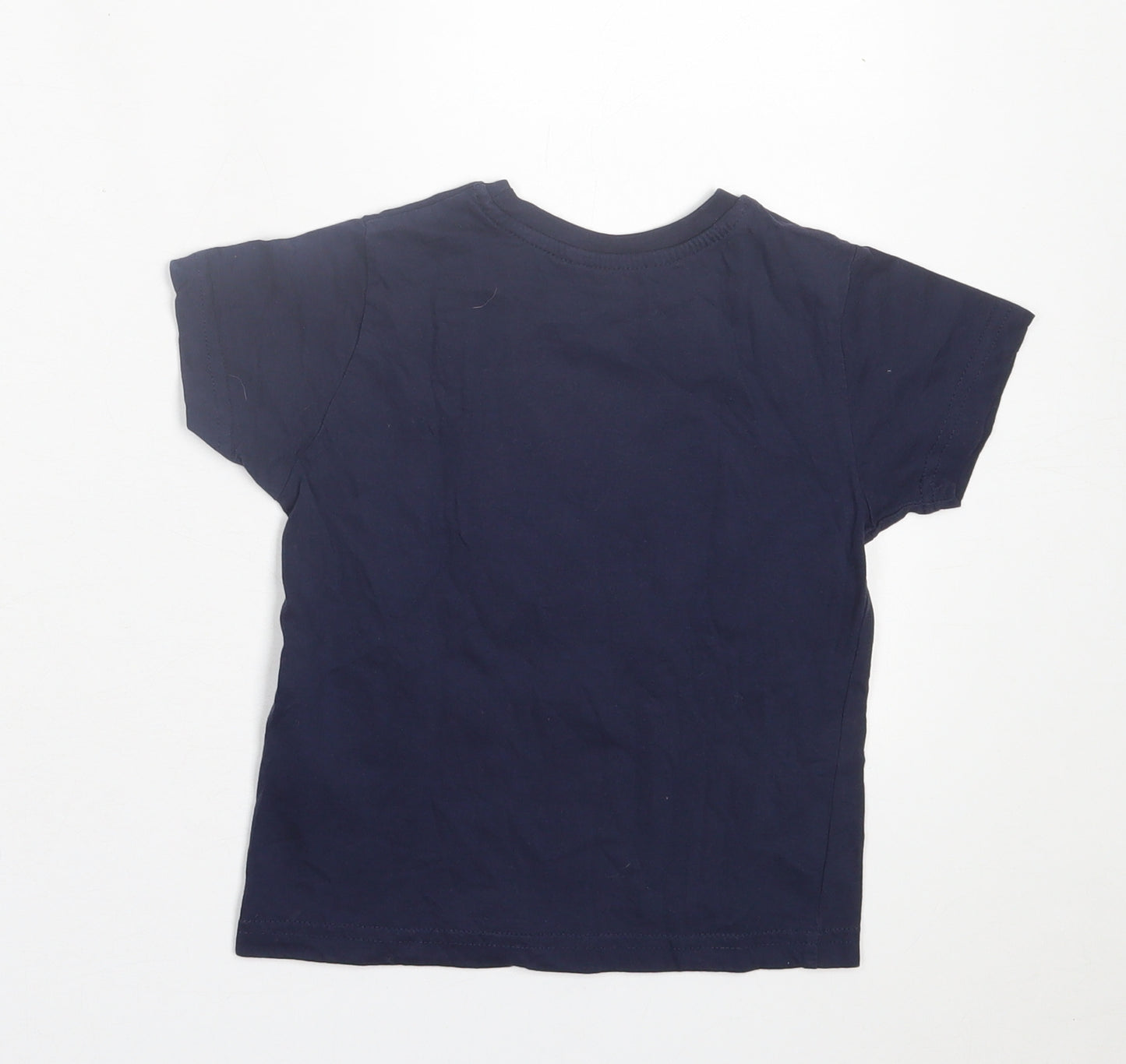 Primark Boys Blue  Cotton Basic T-Shirt Size 3-4 Years Crew Neck Pullover