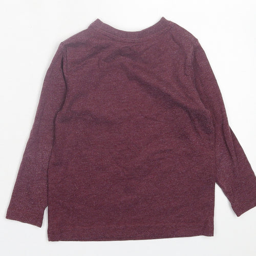 Dunnes Stores Boys Purple  Cotton Basic Casual Size 3 Years Crew Neck Pullover - Dinosaur Christmas