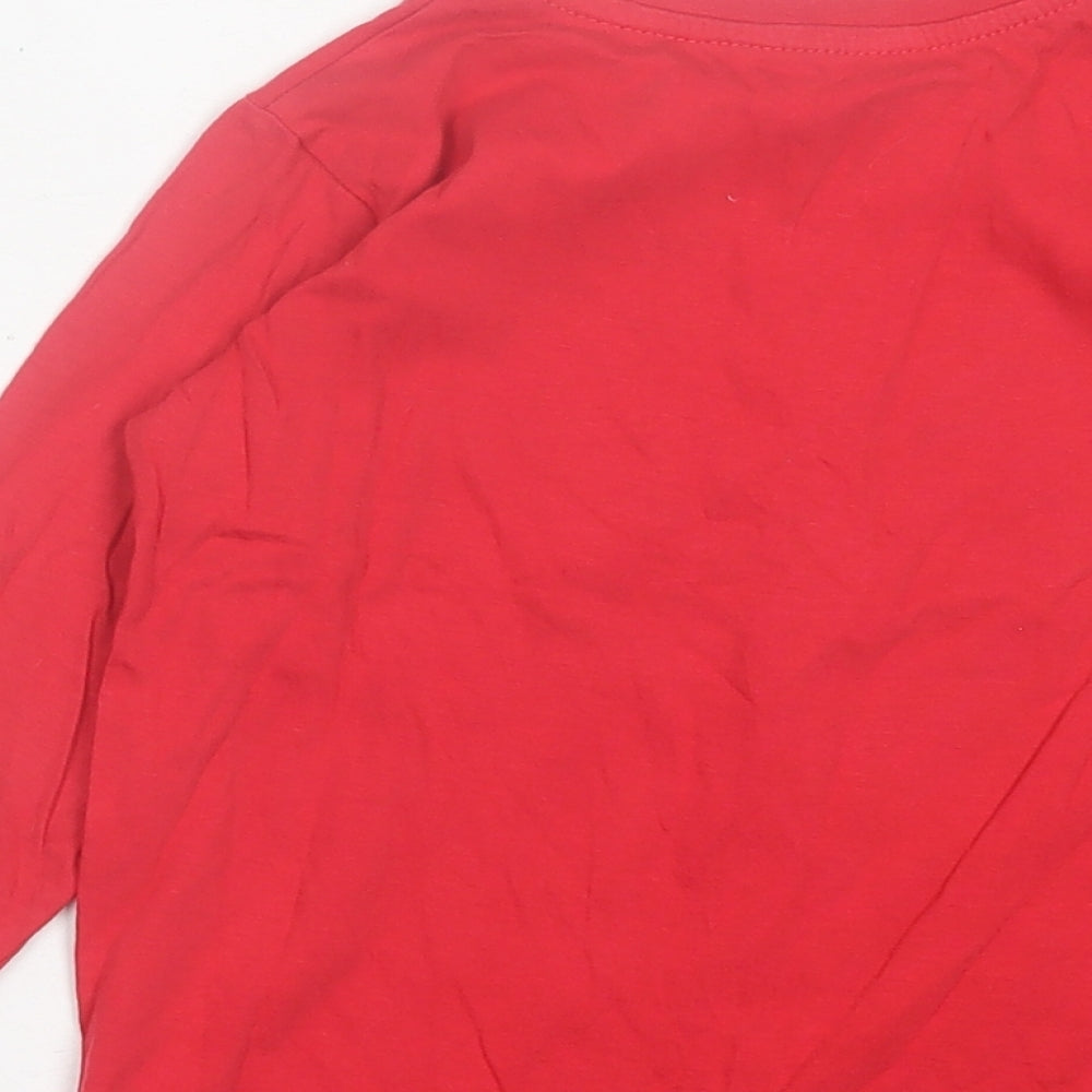 Dunnes Stores Boys Red  Cotton Basic Casual Size 5 Years Crew Neck Pullover - Tree Rex Christmas