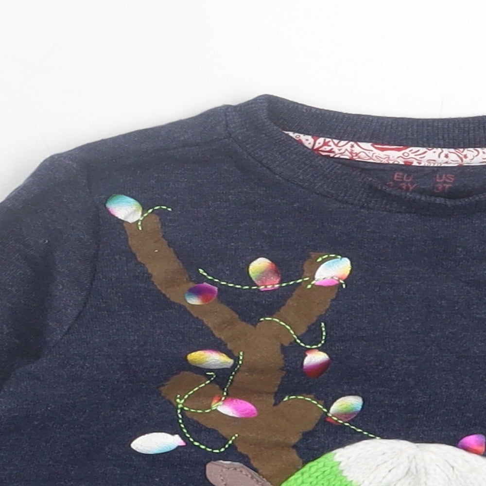 F&F Girls Blue  Cotton Pullover Sweatshirt Size 2-3 Years  Pullover - Christmas